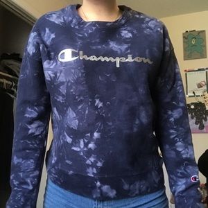 Blue Champion Tie Dye Sweatshirt
